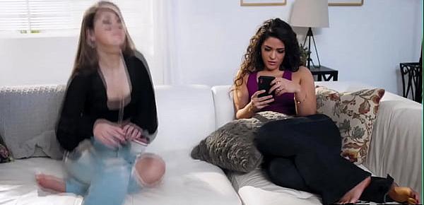  Nadia has a gut feeling that her fiancee, Tara is cheating on her and she got her trapped. Calling Tara a slut as she pounds her pussy with a strap-on.